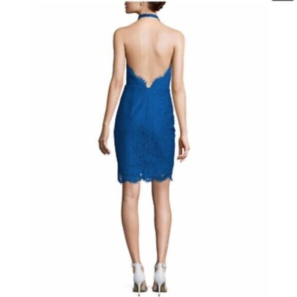 NWT Keepsake The Label Cobalt Blue Lace Crossed Halter High Roads Dress XS - Picture 3 of 16